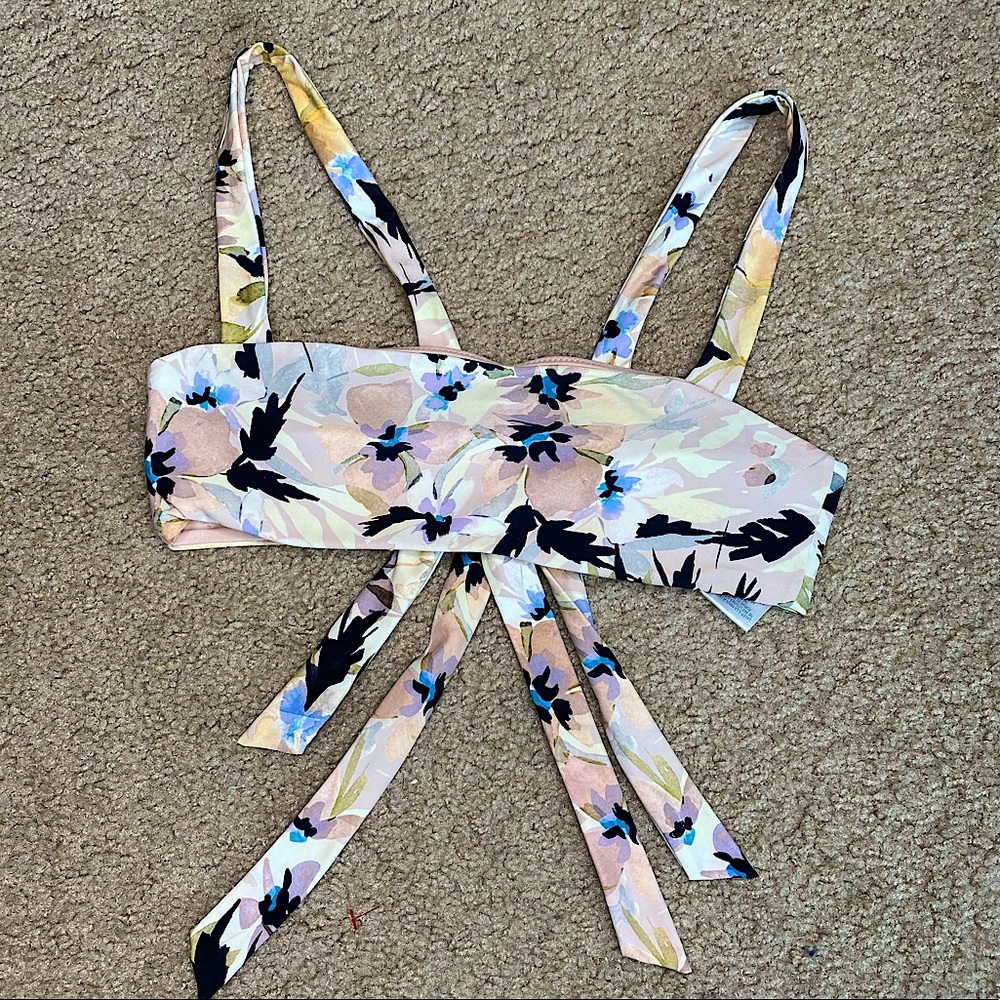 O'NEILL BLUSH BLUE FLORAL BOW BACK BIKINI TOP SM